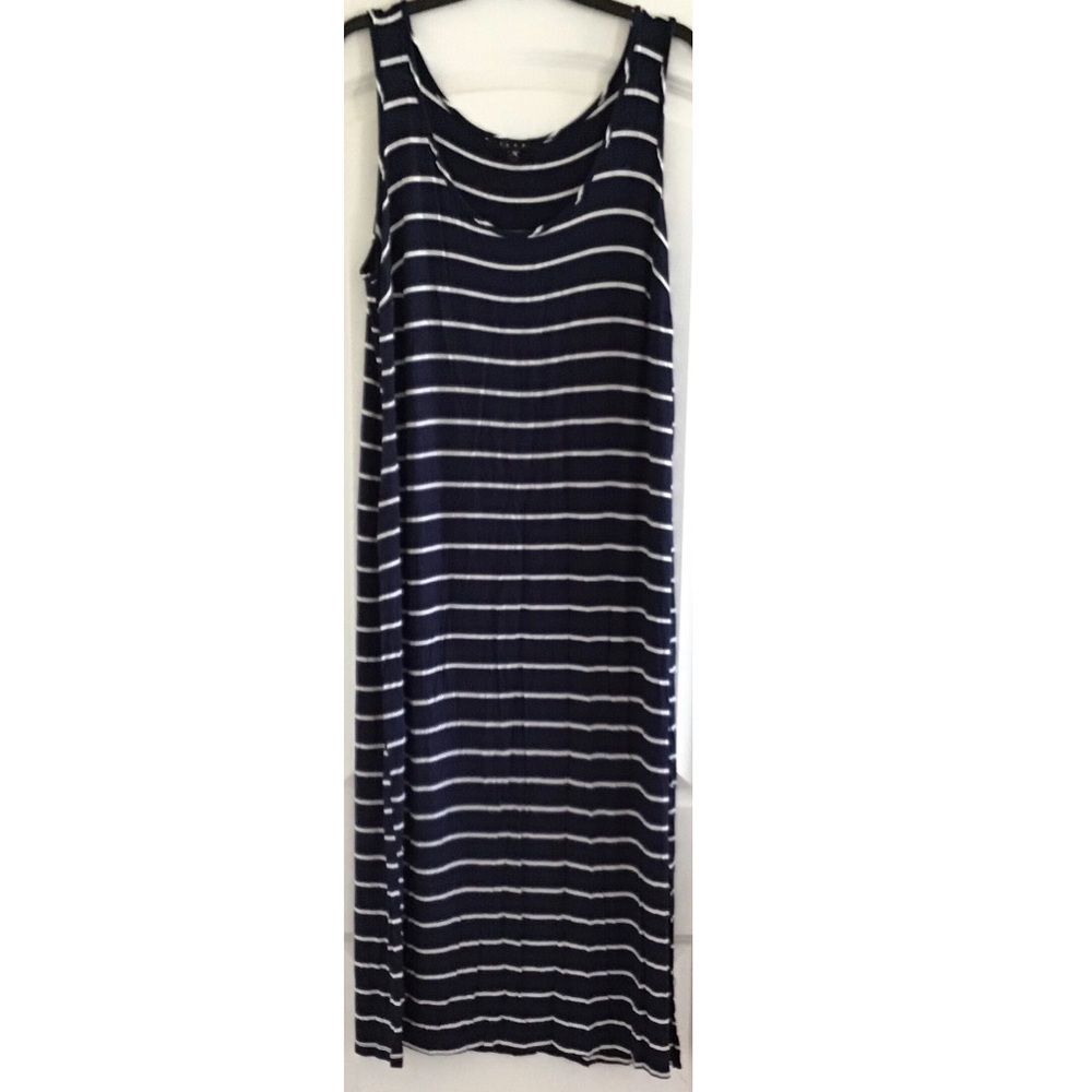 Navy Blue Striped Maxi Dress